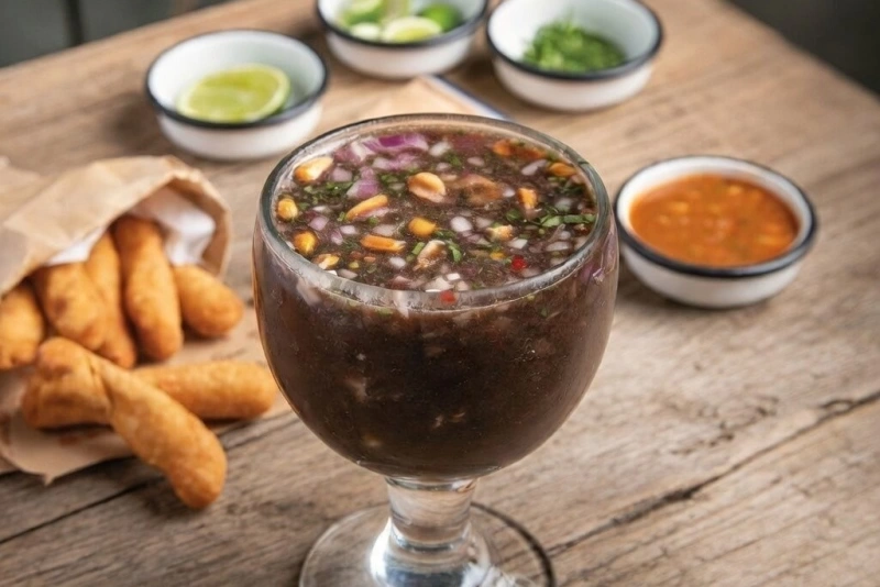 Cóctel leche de pantera servido en vaso con hielo y canela