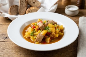 Delicioso marmitako de atún listo para disfrutar