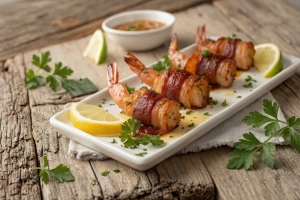 Camarones a la momia envueltos en tocino dorado y crujiente