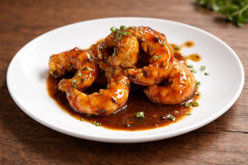 Deliciosos camarones al tamarindo en salsa agridulce