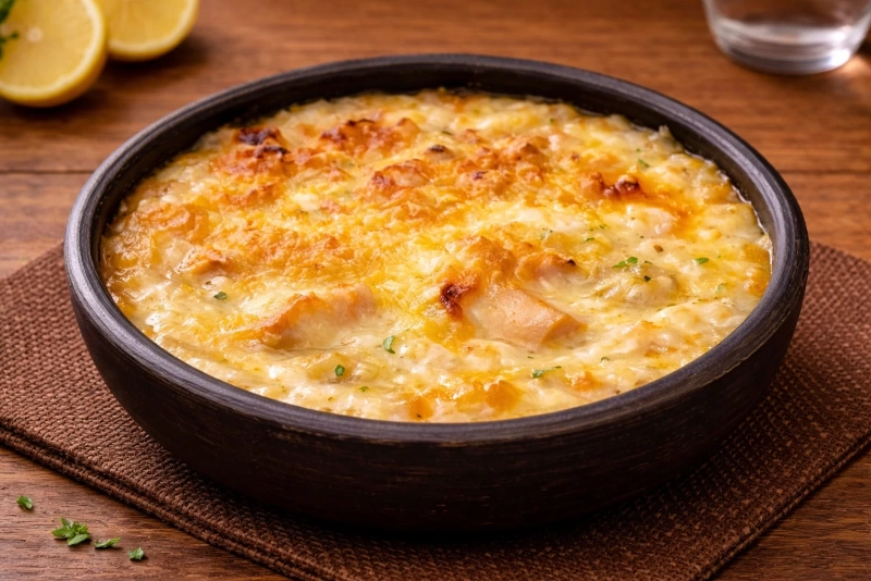 Chupe de locos servido en un plato hondo con perejil fresco