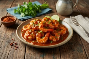 Camarones enchipotlados en salsa cremosa y picante
