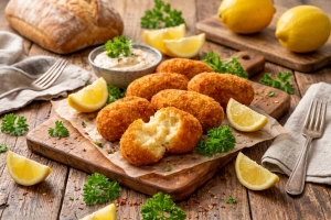Deliciosas croquetas de bacalao doradas y crujientes