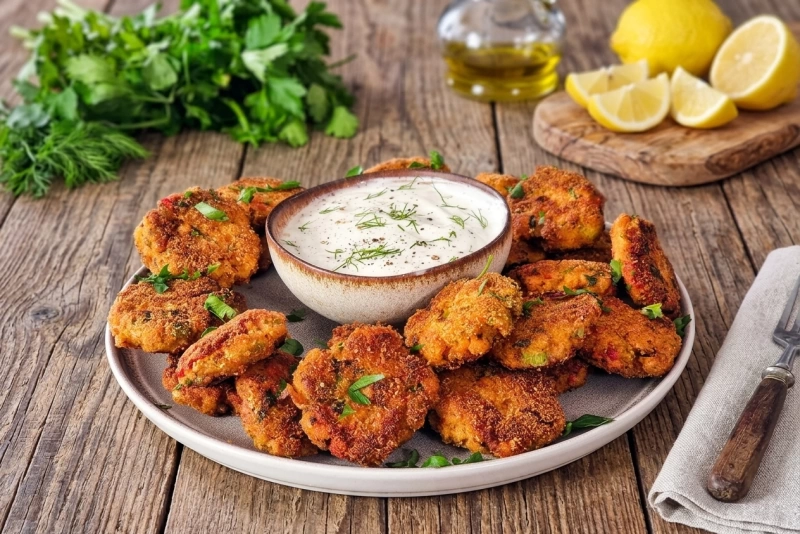 Deliciosas croquetas de salmón doradas y crujientes