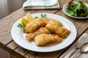 Deliciosa merluza a la romana dorada y crujiente